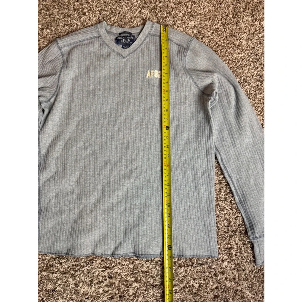 Abercrombie & Fitch Mens Gray Ribbed Thermal V-Neck Muscle Long Sleeve Shirt L